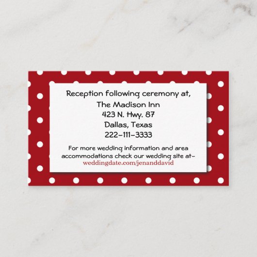 Carte d'accompagnement de mariage Polka Dot et Dac (Devant)