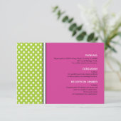 Carte d'accompagnement de mariage rose et pois ver (Debout devant)