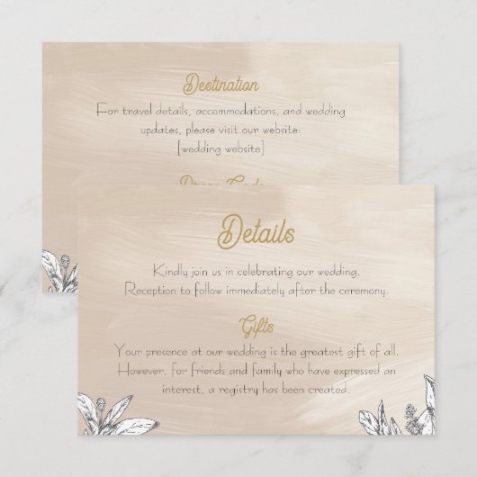 Carte d'accompagnement de mariage rose pastel (Devant / Derrière)
