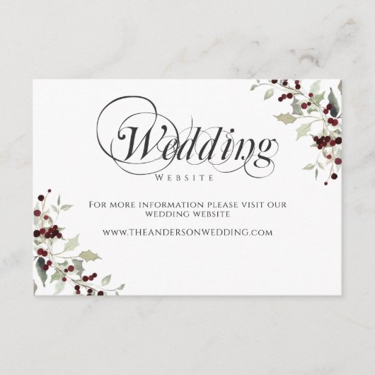 Carte d'accompagnement de site web de mariage à la (Devant)