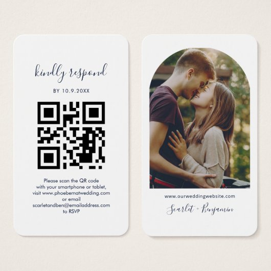 Carte d'accompagnement de site web de mariage avec (Devant & derrière)