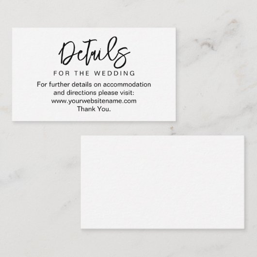 Carte d'accompagnement de site web de mariage Eleg (Devant / Derrière)