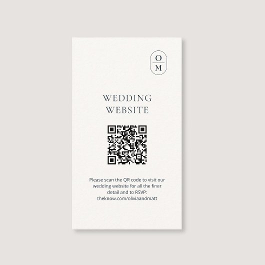 Carte d'accompagnement de site web de mariage QR T