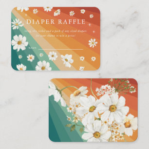 Carte D'accompagnement Déchets   Baby shower arc-en-ciel Retro Daisy