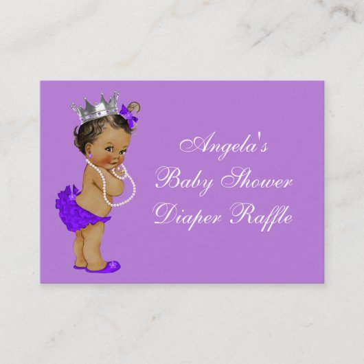 Carte D'accompagnement Déchets de Baby shower de Princesse Ethnique Viole (Devant)