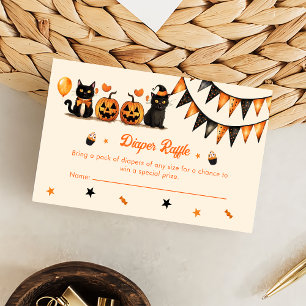 Carte D'accompagnement Déchets Raffle Noir Chat Fête d'Halloween