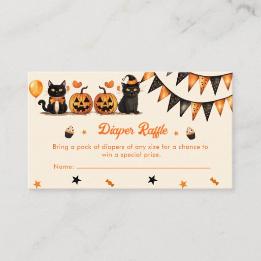 Carte D'accompagnement Déchets Raffle Noir Chat Fête d'Halloween (Devant)