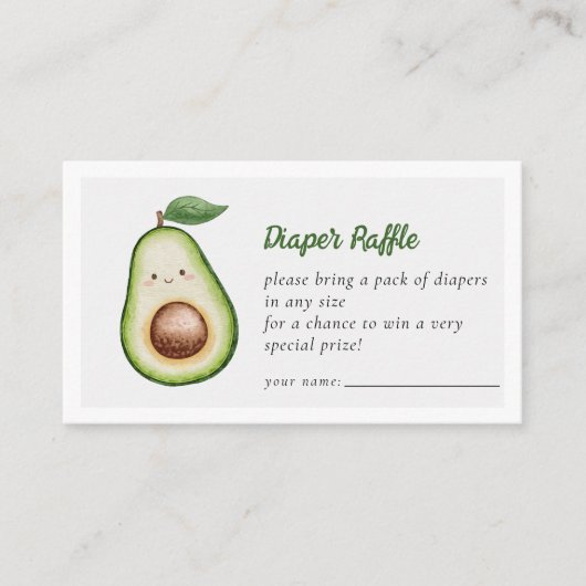 Carte D'accompagnement Déchets Raffle Saint Guacamole Baby shower mignon (Devant)