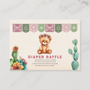 Carte D'accompagnement Déchets Raffle Teddy Ours Fille Baby shower Fiesta