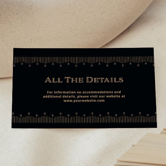 Carte D'accompagnement Déco moderne | Détails du Mariage noir et or