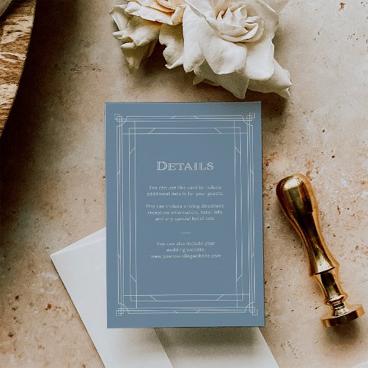 Carte D'accompagnement Déco moderne | Dusty Blue Mariage Détails de l'inv