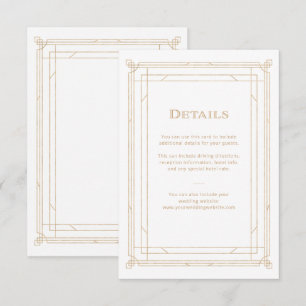 Carte D'accompagnement Déco moderne Gold et White Mariage Détails de l'