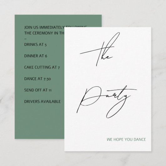Carte D'accompagnement Décontracté Chic Mariage de style d'écriture manus (Devant / Derrière)