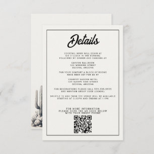 Carte D'accompagnement Décontracté Mariage Cactus