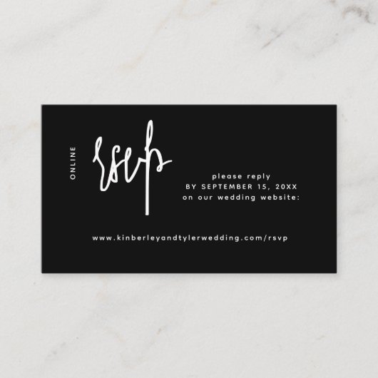 Carte D'accompagnement Décontracté script moderne noir mariage en ligne r (Devant)