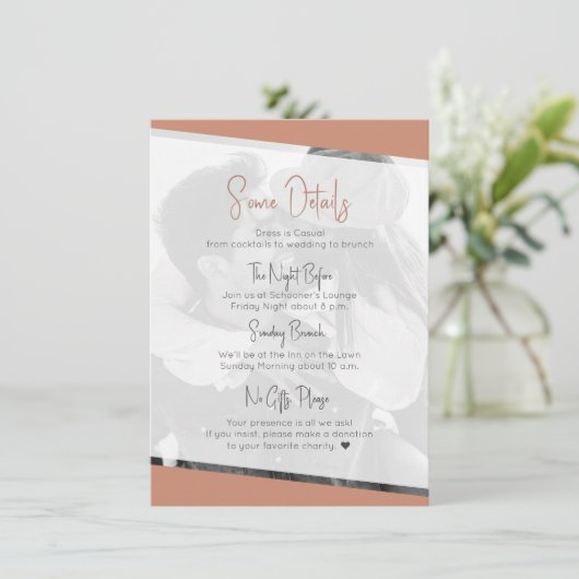 Carte D'accompagnement Décontracté Terra Cotta "Nothing Fancy" Détails du (Debout devant)