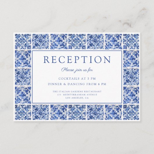 Carte D'accompagnement Décor moderne Carrelage Bleu Réception de mariage (Devant)