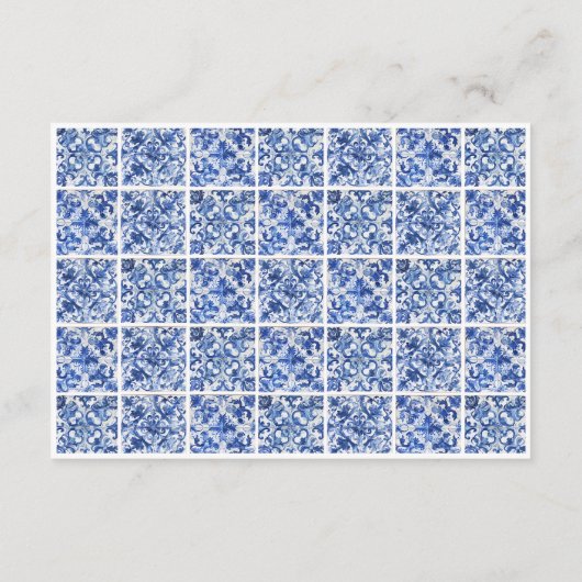 Carte D'accompagnement Décor moderne Carrelage Bleu Réception de mariage (Dos)