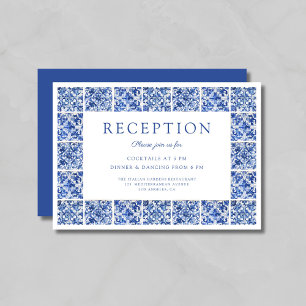 Carte D'accompagnement Décor moderne Carrelage Bleu Réception de mariage