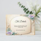 Carte D'accompagnement Decorative Floral Frame with Pearls Detail (Debout devant)