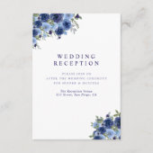 Carte D'accompagnement Deep Blue Boho Florals – Rustic Wedding (Devant)