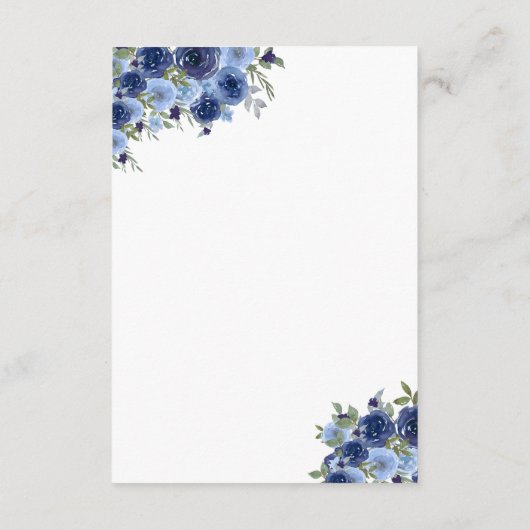Carte D'accompagnement Deep Blue Boho Florals – Rustic Wedding (Dos)
