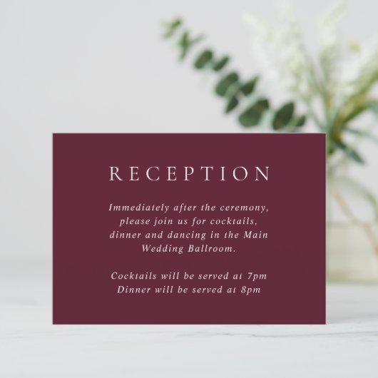 Carte D'accompagnement Deep Burgundy Elegant Classic Wedding (Debout devant)