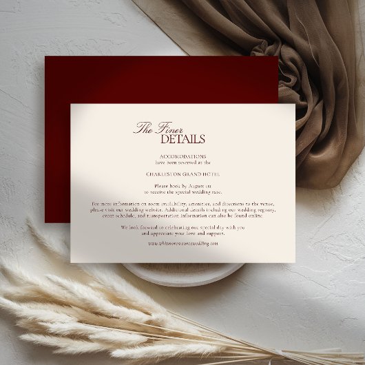 Carte D'accompagnement Deep Burgundy Modern Classic Formal Estate Wedding