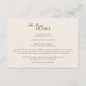 Carte D'accompagnement Deep Burgundy Modern Classic Formal Estate Wedding (Devant)
