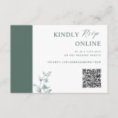 Carte D'accompagnement Deep Green Elegant QR Code RSVP Mariage (Devant)