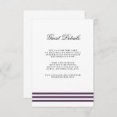 Carte D'accompagnement Deep Plum Stripes Mariage Détails de l'invité (Devant / Derrière)