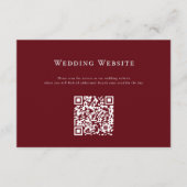 Carte D'accompagnement Deep Red Modern Mariage Website QR Code Card (Devant)