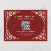 Carte D'accompagnement Deep Ruby QR RSVP Card (Devant)