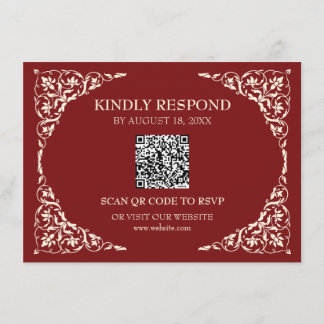 Carte D'accompagnement Deep Ruby QR RSVP Card