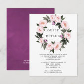 Carte D'accompagnement Deep Velvet Floral Mariage Détails de l'invité (Devant / Derrière)