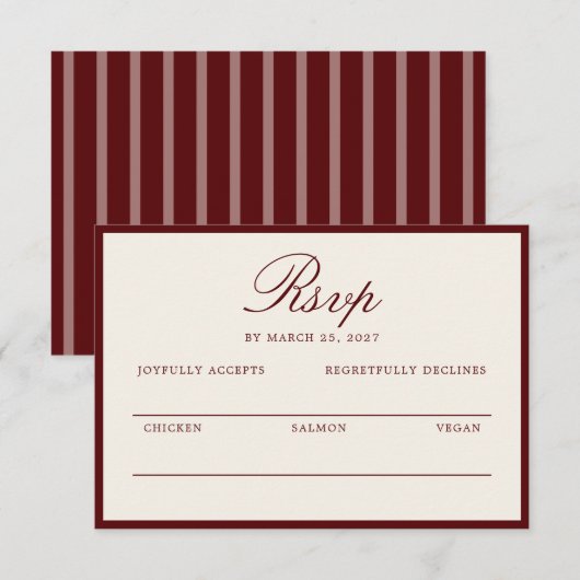 Carte D'accompagnement Deep Wine Old Money Wedding RSVP Card (Devant / Derrière)