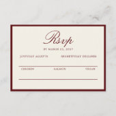 Carte D'accompagnement Deep Wine Old Money Wedding RSVP Card (Devant)
