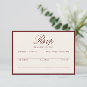 Carte D'accompagnement Deep Wine Old Money Wedding RSVP Card (Debout devant)