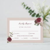 Carte D'accompagnement Deep Wine Old Money Wedding RSVP Card (Debout devant)
