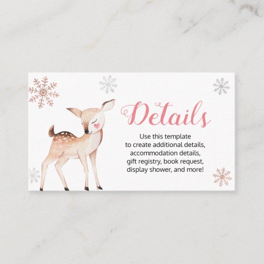 Carte D'accompagnement Deer Winter Onederland 1er Anniversaire Détails Ca (Devant)