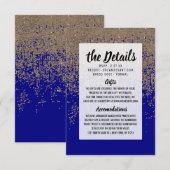 Carte D'accompagnement Dégradé Ombré Paildoré Bleu Cobalt (Devant / Derrière)