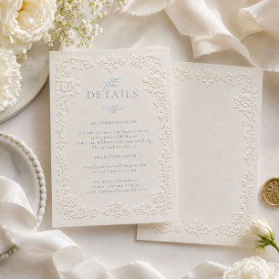 Carte D'accompagnement Délails de mariage floraux embossés élégants