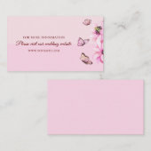 Carte D'accompagnement D'élégants papillons roses. Détails du Mariage flo (Devant / Derrière)
