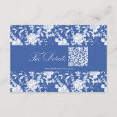 Carte D'accompagnement Delft Blue Floral Chinoiserie Monogram Wedding (Dos)