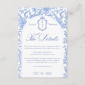 Carte D'accompagnement Delft Blue Floral Chinoiserie Monogram Wedding (Devant)