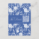 Carte D'accompagnement Delft Blue Floral Chinoiserie Monogram Wedding (Dos)