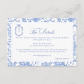 Carte D'accompagnement Delft Blue Floral Chinoiserie Monogram Wedding (Devant)