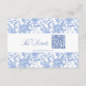 Carte D'accompagnement Delft Blue Floral Chinoiserie Monogram Wedding (Dos)