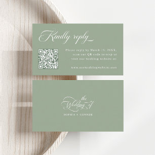 Carte D'accompagnement Délicat élégant mariage Sage vert RSVP