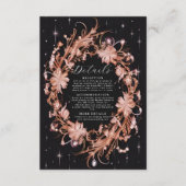 Carte D'accompagnement Délicat Mariage floral orné noir (Devant)